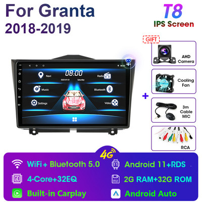 2 Din Android 11 Radio Stereo Auto Multimedia Player Video pentru LADA BA3 Granta Cross 2018 2019 Navigare GPS Carplay autoradio