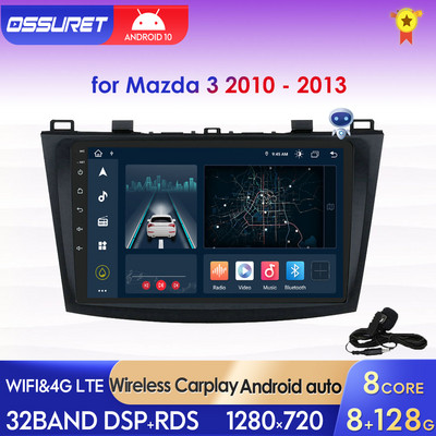 OSSURET 2 Din Android autórádió Mazda 3-hoz 2010 2011 2012 2013 Autoradio autó sztereó multimédia lejátszó GPS Carplay Wifi USB