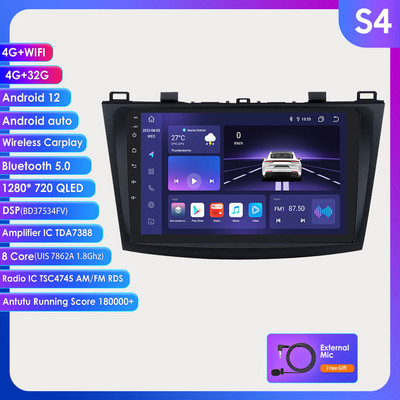 OSSURET 2 Din Android autórádió Mazda 3-hoz 2010 2011 2012 2013 Autoradio autó sztereó multimédia lejátszó GPS Carplay Wifi USB