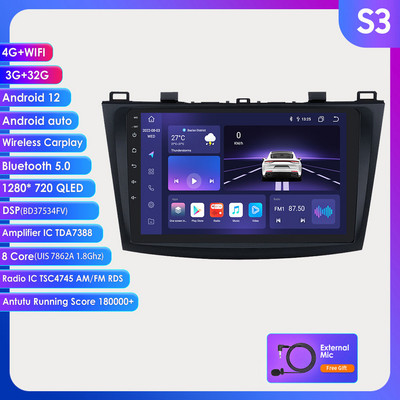 OSSURET 2 Din Android autórádió Mazda 3-hoz 2010 2011 2012 2013 Autoradio autó sztereó multimédia lejátszó GPS Carplay Wifi USB
