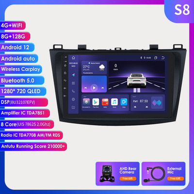 OSSURET 2 Din Android autórádió Mazda 3-hoz 2010 2011 2012 2013 Autoradio autó sztereó multimédia lejátszó GPS Carplay Wifi USB