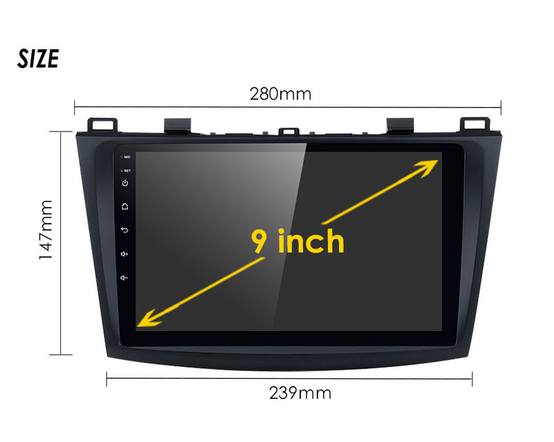 OSSURET 2 Din Android autórádió Mazda 3-hoz 2010 2011 2012 2013 Autoradio autó sztereó multimédia lejátszó GPS Carplay Wifi USB