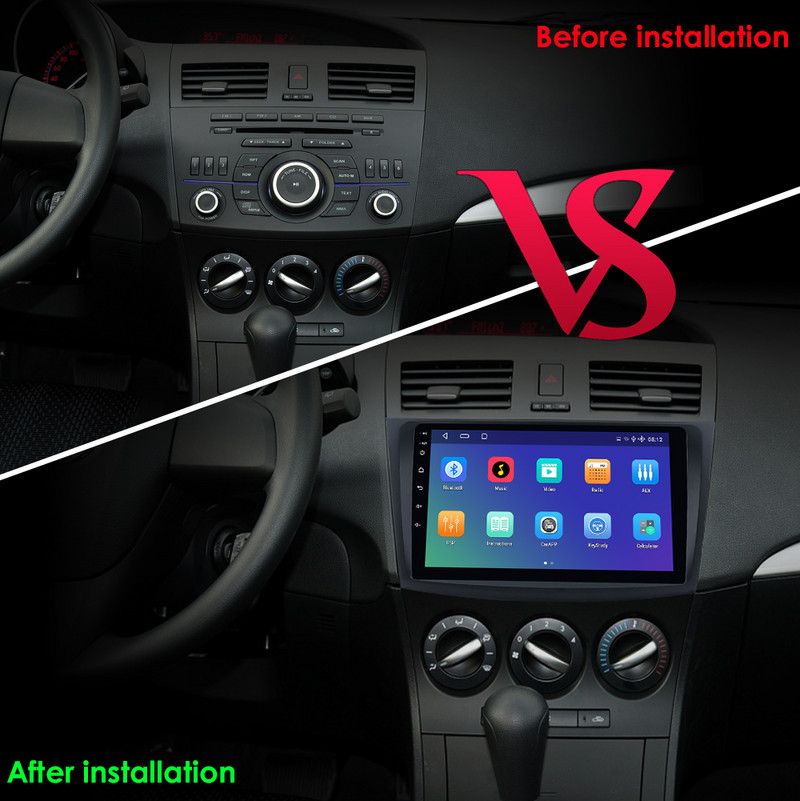 OSSURET 2 Din Android autórádió Mazda 3-hoz 2010 2011 2012 2013 Autoradio autó sztereó multimédia lejátszó GPS Carplay Wifi USB