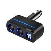 R3MD 12V/24V 2-aljzatos elektromos szivargyújtó elosztó kettős USB-porttal Többfunkciós autós töltőadapter dugó 80W 3,1A