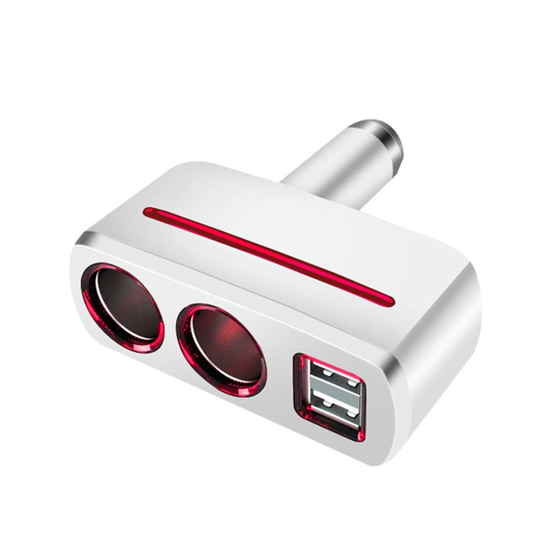 R3MD 12V/24V 2-aljzatos elektromos szivargyújtó elosztó kettős USB-porttal Többfunkciós autós töltőadapter dugó 80W 3,1A