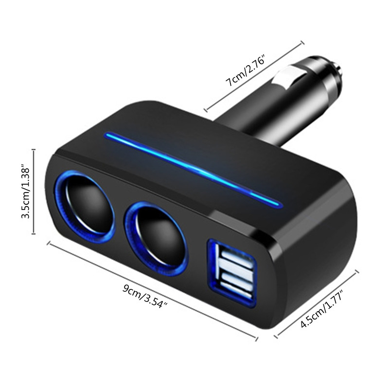 R3MD 12V/24V 2-aljzatos elektromos szivargyújtó elosztó kettős USB-porttal Többfunkciós autós töltőadapter dugó 80W 3,1A