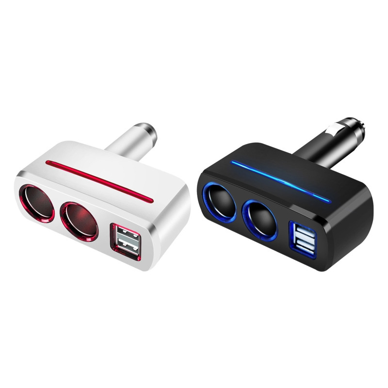 R3MD 12V/24V 2-aljzatos elektromos szivargyújtó elosztó kettős USB-porttal Többfunkciós autós töltőadapter dugó 80W 3,1A