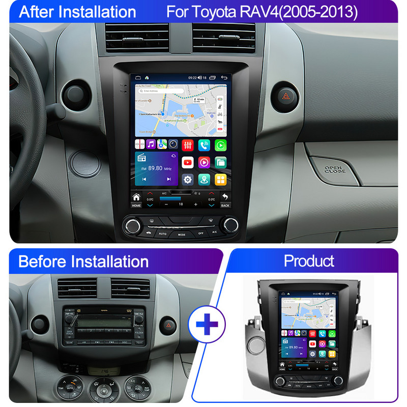 LEHX L6 Pro 2Din Android 11 Autoradio Multimedia Video pentru Toyota RAV4 Rav 4 2005-2013 Navigație Carplay GPS Stereo Tesla 9.7"
