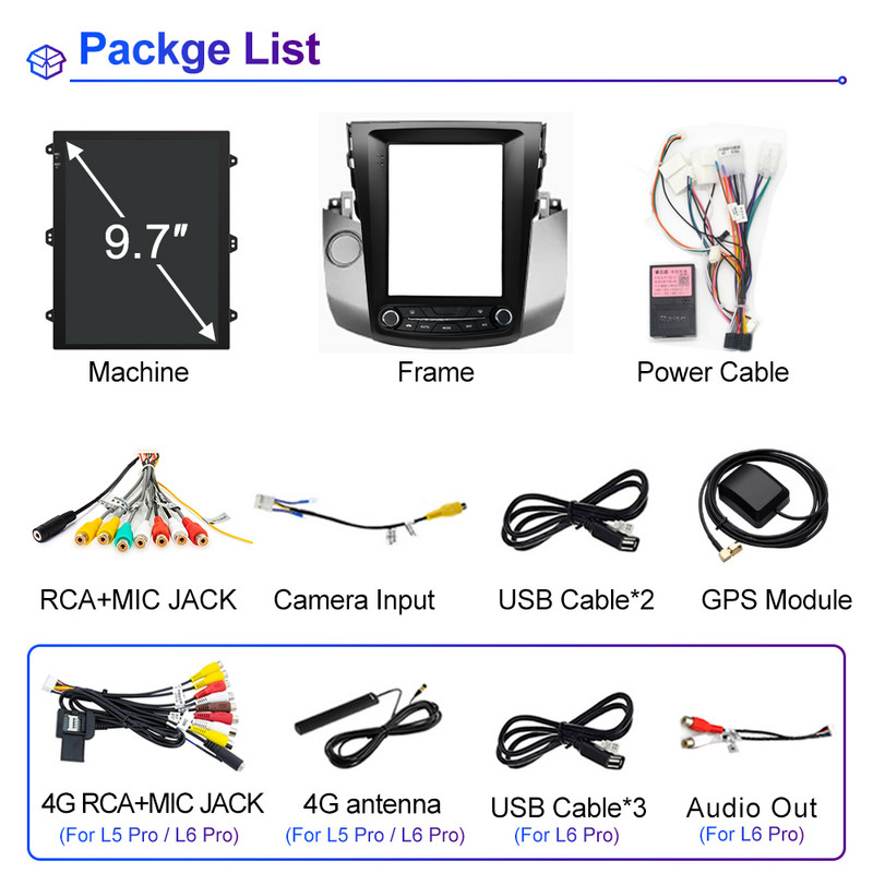 LEHX L6 Pro 2Din Android 11 Autoradio Multimedia Video pentru Toyota RAV4 Rav 4 2005-2013 Navigație Carplay GPS Stereo Tesla 9.7"