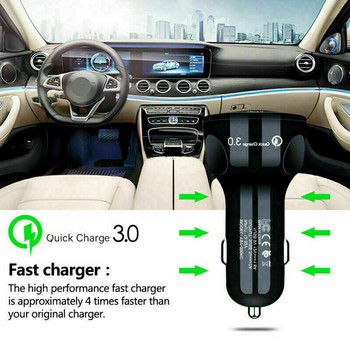 Qc3.0 Автомобилно зарядно устройство за мобилен телефон Три USB бързо зареждане за кола Автомобилно зарядно устройство 3.1A One Drag Three QC 3.0 Автомобилни аксесоари за Xiaomi Iphone