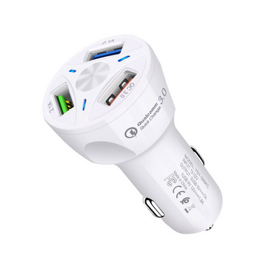 Qc3.0 autós mobiltelefon töltő Három USB autós gyorstöltő autós töltő 3.1A One Drag Three QC 3.0 autós kiegészítők Xiaomi Iphone készülékhez