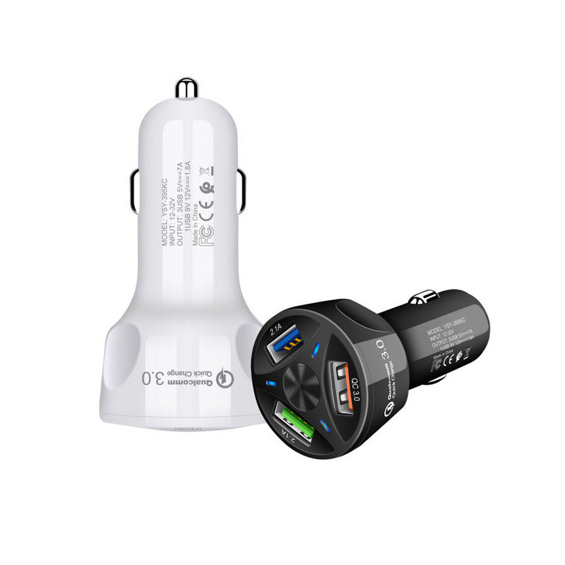 Qc3.0 autós mobiltelefon töltő Három USB autós gyorstöltő autós töltő 3.1A One Drag Three QC 3.0 autós kiegészítők Xiaomi Iphone készülékhez