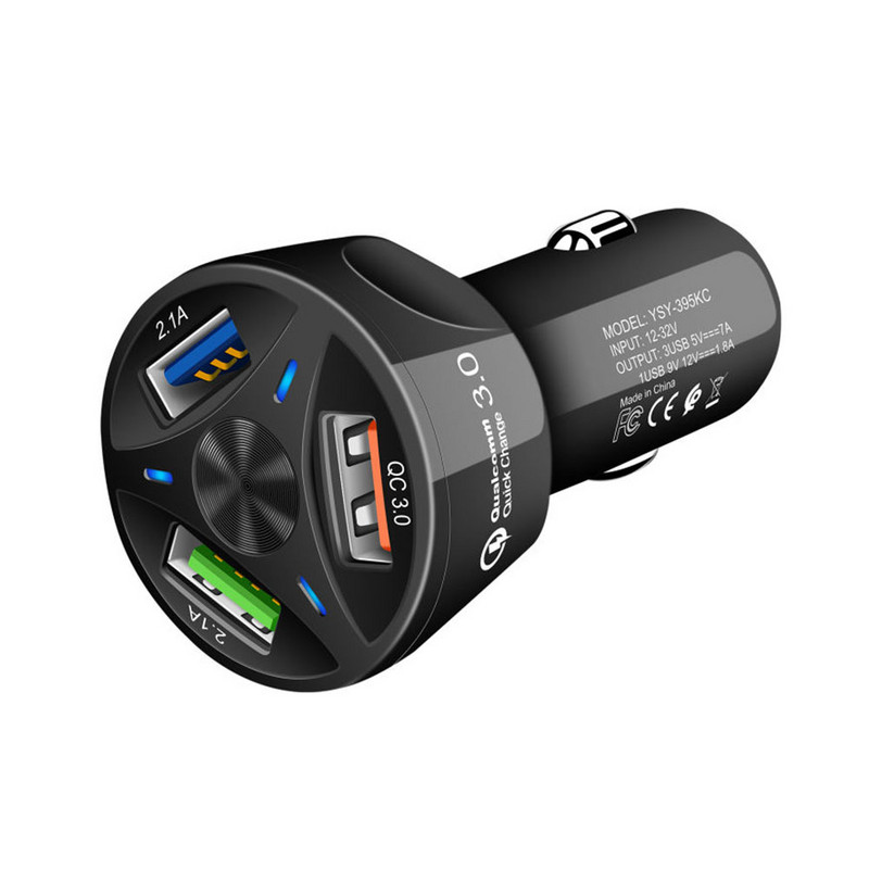 Qc3.0 autós mobiltelefon töltő Három USB autós gyorstöltő autós töltő 3.1A One Drag Three QC 3.0 autós kiegészítők Xiaomi Iphone készülékhez