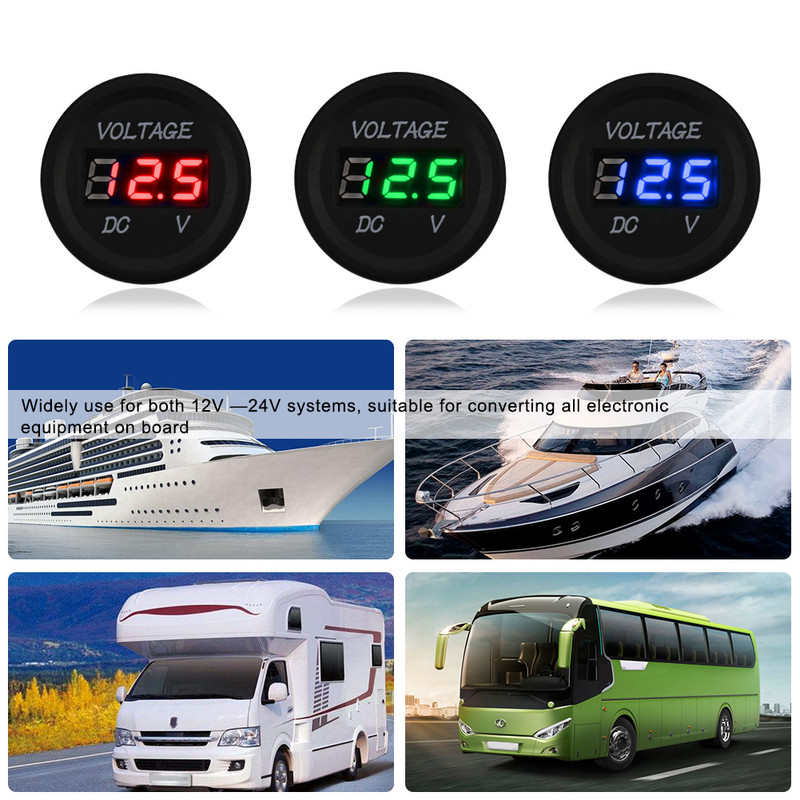 Herorider 12 V-24 V DC Afișaj digital LED Auto Auto Motocicletă voltmetru Metro Priză voltmetru impermeabilă