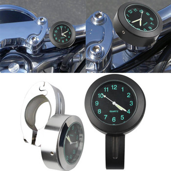 Водоустойчив, светещ 22/25 mm универсален часовник с кормило за мотоциклет, часовник с ръчна ръкохватка за велосипед, монтиран на лента, часовник с циферблат за скутер, велосипед
