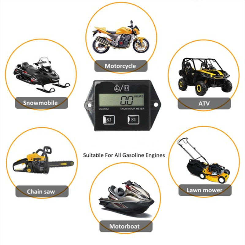 LCD digitális motor számláló fordulatszámmérő mérő fordulatszám mérő 2 4 ütemű benzin vízálló autó motoros láncfűrész csónakhoz