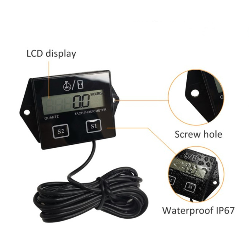 LCD digitális motor számláló fordulatszámmérő mérő fordulatszám mérő 2 4 ütemű benzin vízálló autó motoros láncfűrész csónakhoz