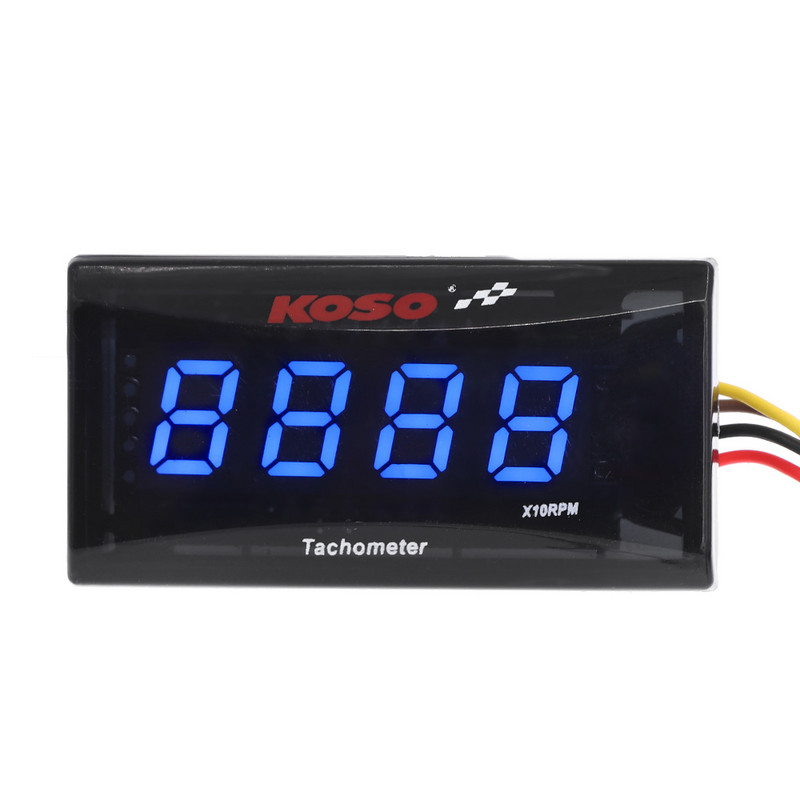 koso fordulatszámmérő Motorkerékpár fordulatszám-mérő 0-2000 rpm digitális kijelző piros és kék LED-del