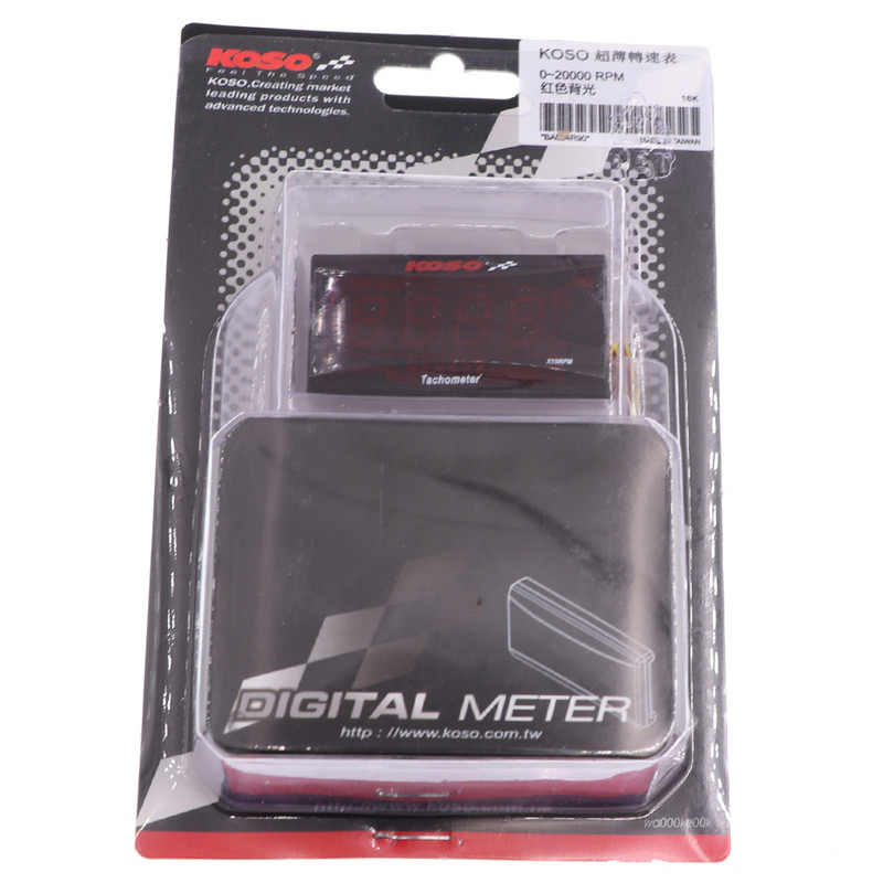 koso fordulatszámmérő Motorkerékpár fordulatszám-mérő 0-2000 rpm digitális kijelző piros és kék LED-del