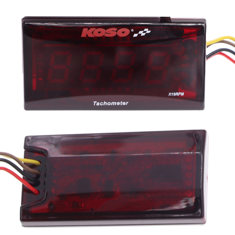 koso fordulatszámmérő Motorkerékpár fordulatszám-mérő 0-2000 rpm digitális kijelző piros és kék LED-del