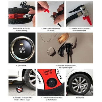 Mini Air Pump 260psi 12v Mini Air Compressor Mini Electric Tire Portable Air Car Pump Auto Compressor Tire Inflator V6i0