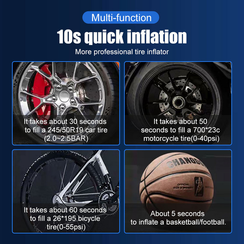 120 W laetav auto õhukompressor 12 V 150 PSI elektriline juhtmeta rehvipumba pump mootorratta jalgratta auto rehvipallide jaoks