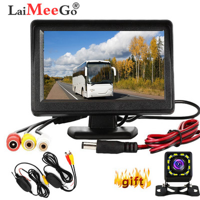 Kit receptor emițător fără fir 2.4G Ecran de monitorizare auto de 4,3 inci pentru camera de marșarier cu vedere spate Afișaj LCD TFT color HD digital