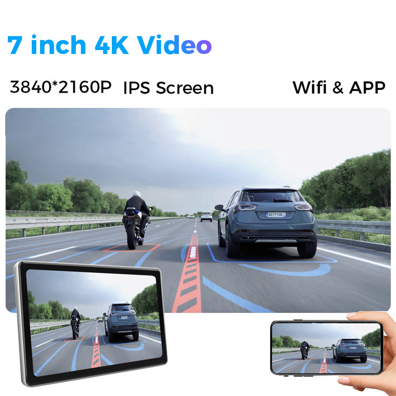 Oglindă pentru mașină universală de 7 inchi Radio pentru mașină Multimedia 4K WiFi GPS Video Recorder Wireless Carplay & Android Auto AUX cu fir Bluetooth
