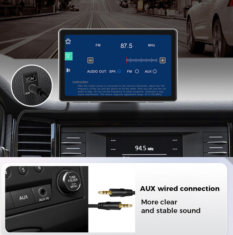 Oglindă pentru mașină universală de 7 inchi Radio pentru mașină Multimedia 4K WiFi GPS Video Recorder Wireless Carplay & Android Auto AUX cu fir Bluetooth