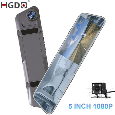 HGDO 5" Dash Cam Mirror Recorder 3 u 1 1080P Avto Dvr Zaslon osjetljiv na dodir Kamera za stražnji pogled sa senzorom za parkiranje Auto Cam Video Box