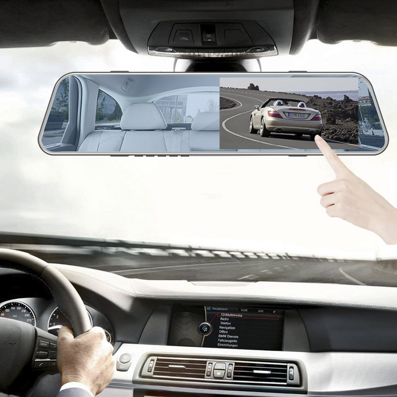 HGDO 5 colių vaizdo kameros veidrodinis įrašymo įrenginys 3 viename 1080p Avto Dvr jutiklinis ekranas galinio vaizdo kamera su parkavimo jutikliu, automobilio kameros vaizdo dėžute