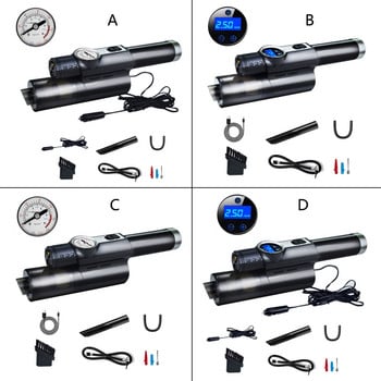 120W 4-в-1 прахосмукачка Надуване на гуми Преносим цифров манометър LCD дисплей LED светлина Въздушен компресор Помпа