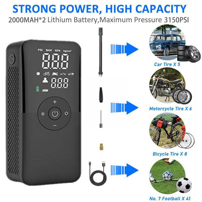 Compresor de aer 12v pompă de aer pentru mașină umflator portabil anvelope pompă electrică pentru motociclete compresor de aer pentru mașină motociclete Bicy Q2p7