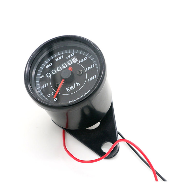 Universalus retro juodas instrumentas motociklui DC 12V Refit Motoroleris Spidometras Odometras Tachometras Motociklo variklio matuoklis