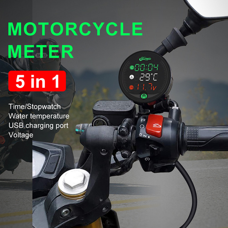 5 az 1-ben motorkerékpár többfunkciós mérő vízhőmérséklet idő voltmérő Yamaha VMAX 1700 1200 125 2020 univerzális