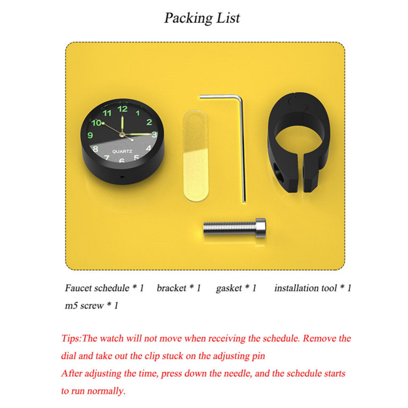 Universal 7/8 "impermeabil cromat Motocicletă Ghidon Suport ceas cu quartz Ceas din aluminiu Ceas luminos Accesorii pentru moto