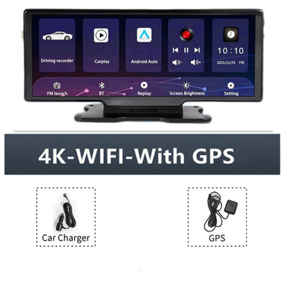 10.26 inch 4K Camera Dash Cam Carplay Android Auto 2160P Oglindă retrovizoare Înregistrare video WIFI Înregistrare în buclă Telefon APP DVR auto