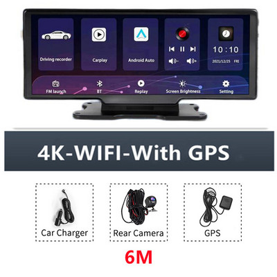 Κάμερα αυτοκινήτου Dash Cam Carplay 10,26 ιντσών 4K Carplay καθρέφτης οπισθοπορείας Android Auto 2160P Εγγραφή βίντεο WIFI Loop Εγγραφή τηλεφώνου APP Car DVR