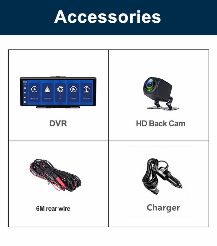 Κάμερα αυτοκινήτου Dash Cam Carplay 10,26 ιντσών 4K Carplay καθρέφτης οπισθοπορείας Android Auto 2160P Εγγραφή βίντεο WIFI Loop Εγγραφή τηλεφώνου APP Car DVR