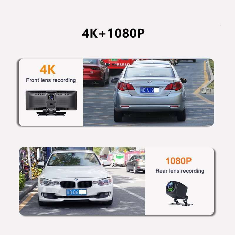 Κάμερα αυτοκινήτου Dash Cam Carplay 10,26 ιντσών 4K Carplay καθρέφτης οπισθοπορείας Android Auto 2160P Εγγραφή βίντεο WIFI Loop Εγγραφή τηλεφώνου APP Car DVR