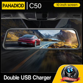 1080P двоен USB FHD 10-инчов сензорен екран, автомобилно огледало за обратно виждане за автоматично записващо устройство, автомобилен DVR Dash Cam, двоен обектив, нощно виждане