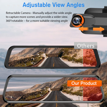 1080P Διπλή οθόνη αφής USB FHD 10 ιντσών Καθρέφτης αυτοκινήτου για αυτόματη εγγραφή DVR Dash Cam Dual Lens Night Vision