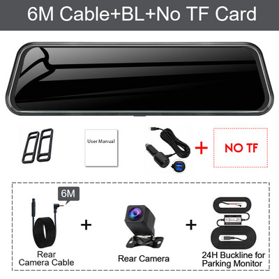 1080P двоен USB FHD 10-инчов сензорен екран, автомобилно огледало за обратно виждане за автоматично записващо устройство, автомобилен DVR Dash Cam, двоен обектив, нощно виждане