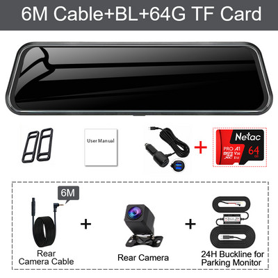 1080P двоен USB FHD 10-инчов сензорен екран, автомобилно огледало за обратно виждане за автоматично записващо устройство, автомобилен DVR Dash Cam, двоен обектив, нощно виждане