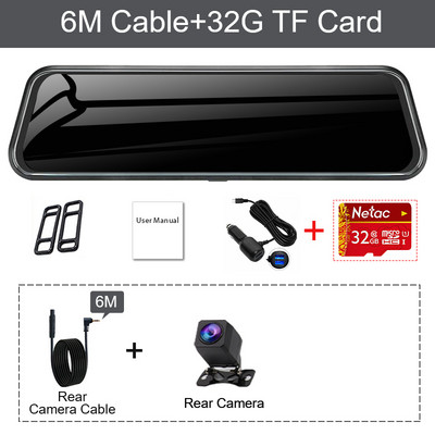 1080P двоен USB FHD 10-инчов сензорен екран, автомобилно огледало за обратно виждане за автоматично записващо устройство, автомобилен DVR Dash Cam, двоен обектив, нощно виждане