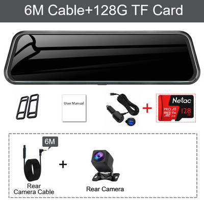1080P двоен USB FHD 10-инчов сензорен екран, автомобилно огледало за обратно виждане за автоматично записващо устройство, автомобилен DVR Dash Cam, двоен обектив, нощно виждане