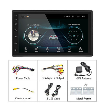Универсален мултимедиен плейър Автомобилно радио GPS Android 7 Carplay за Nissan Hyundai Kia Toyota Камера за огледало за обратно виждане Carro