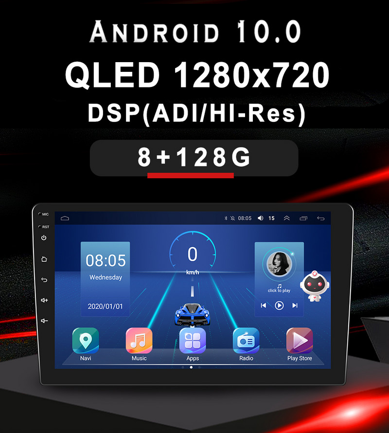 Player Multimedia Universal Radio Auto GPS Android 7 Carplay pentru Nissan Hyundai Kia Toyota Oglinda retrovizoare Camera Carro