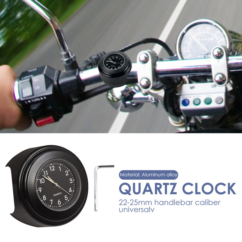 MOJOYCE 22-25 mm Ceas multifuncțional cu montare pe ghidon de motocicletă Durabil, practic, clasic, rezistent la apă, cu quartz luminos