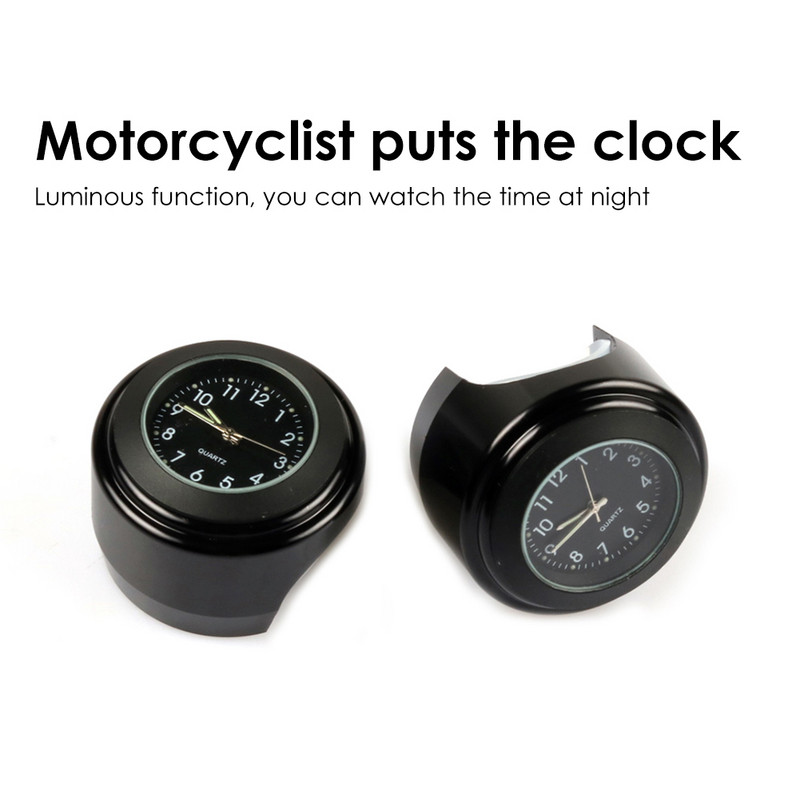 MOJOYCE 22-25 mm Ceas multifuncțional cu montare pe ghidon de motocicletă Durabil, practic, clasic, rezistent la apă, cu quartz luminos